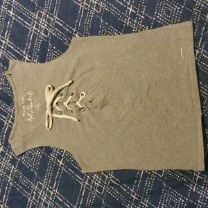 Grey Grommet Laceup Corset Tank Top